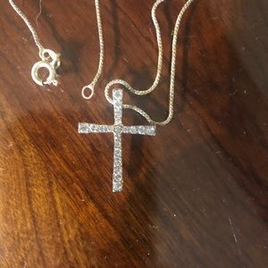 White sapphire cross necklace